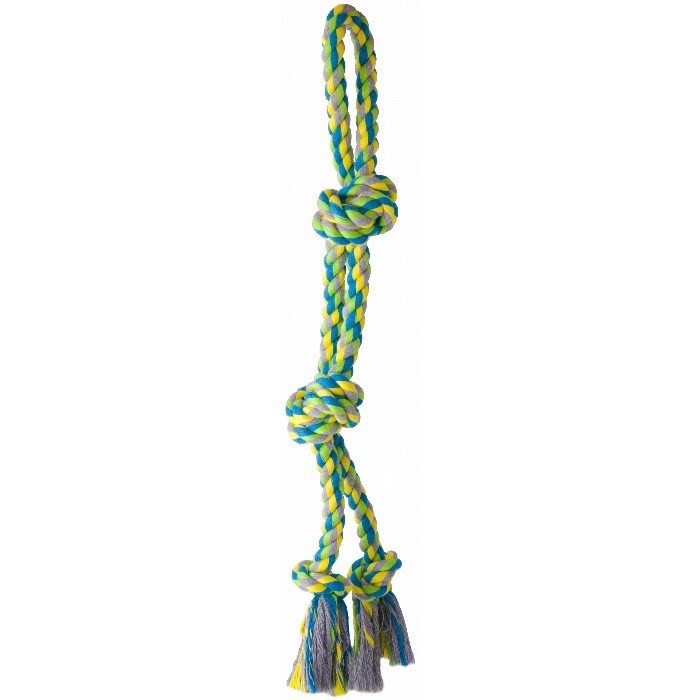 Multifarvet Dobbelt Reb Med Knuder - Kw Dogtoys  - 5705574141894