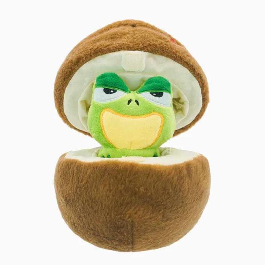 Hugsmart Puzzle Hunter Plys Coconut Frog - Hugsmart Dogtoys  - 628176680897